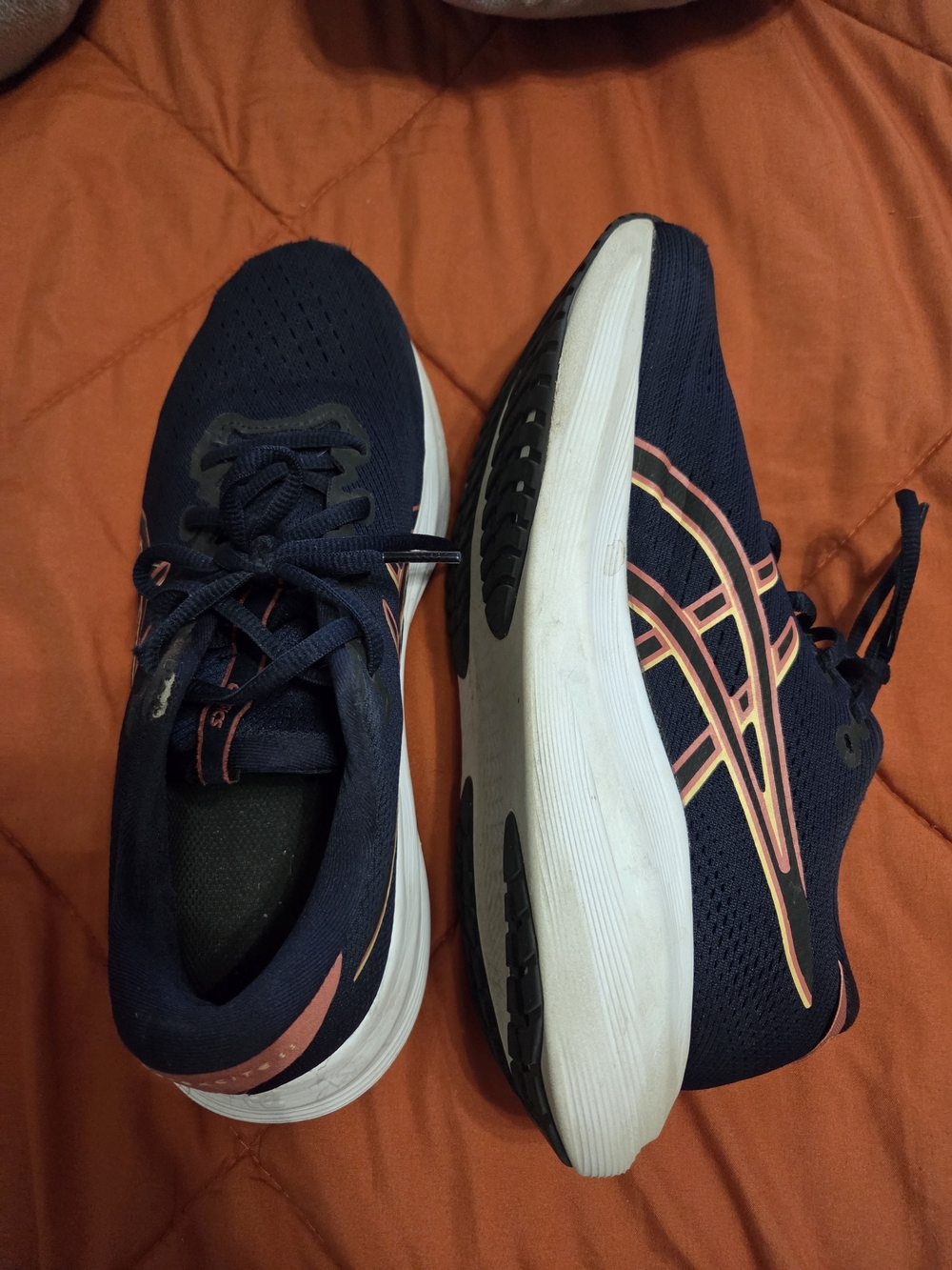 Women’s Navy Running Shoes with Coral Accents
